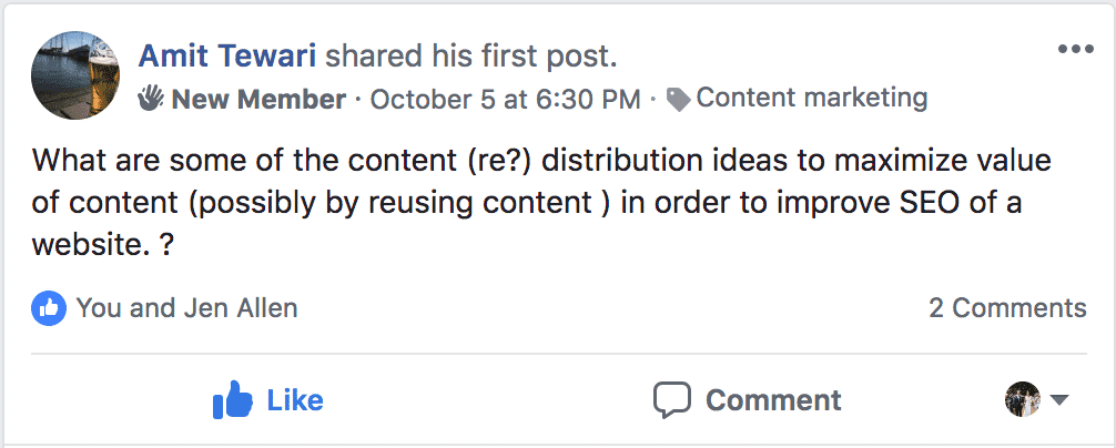 facebook post content