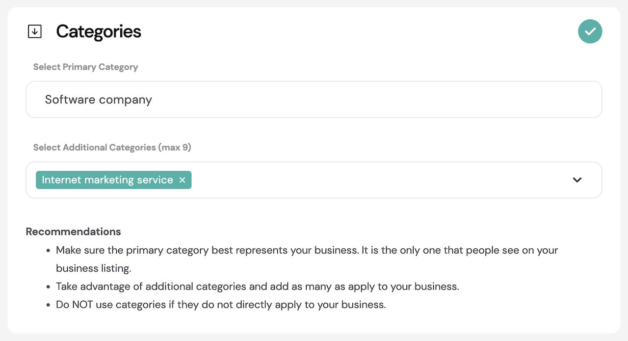 Business Category in Google My Business Profile