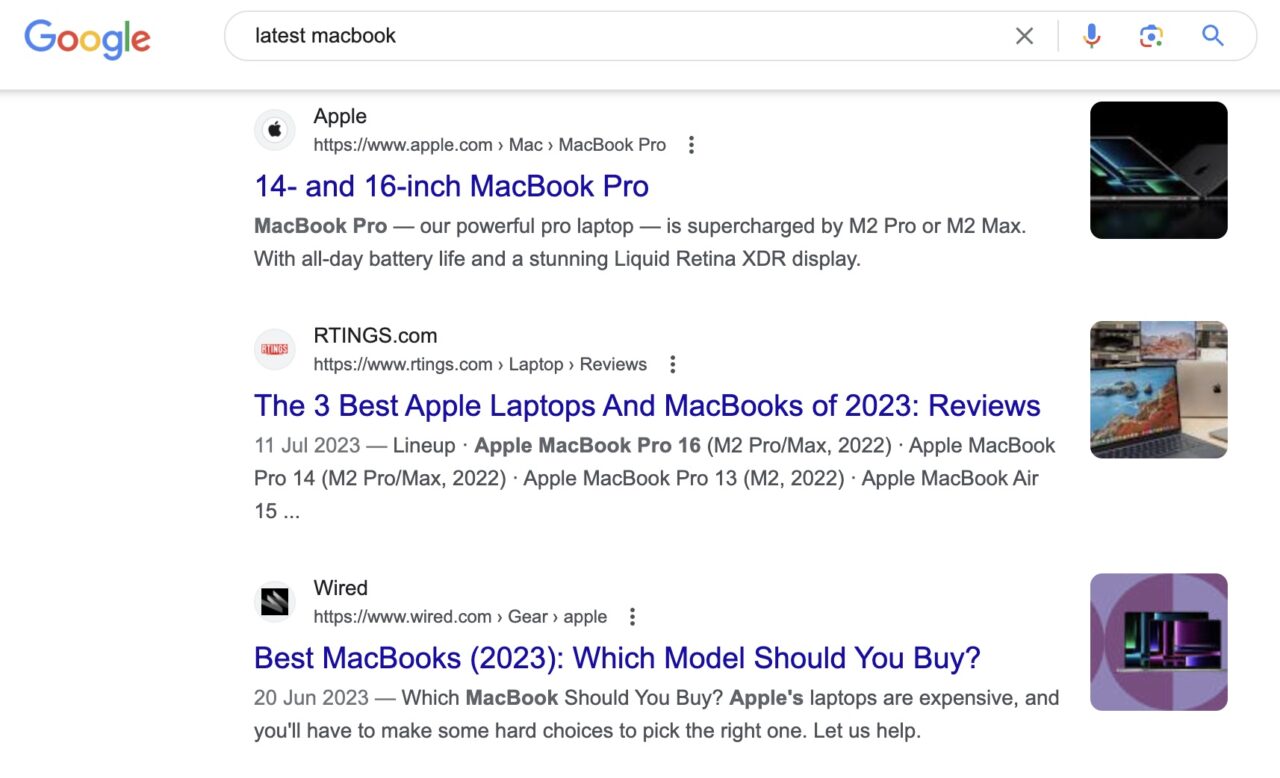 Latest Macbook Google Search