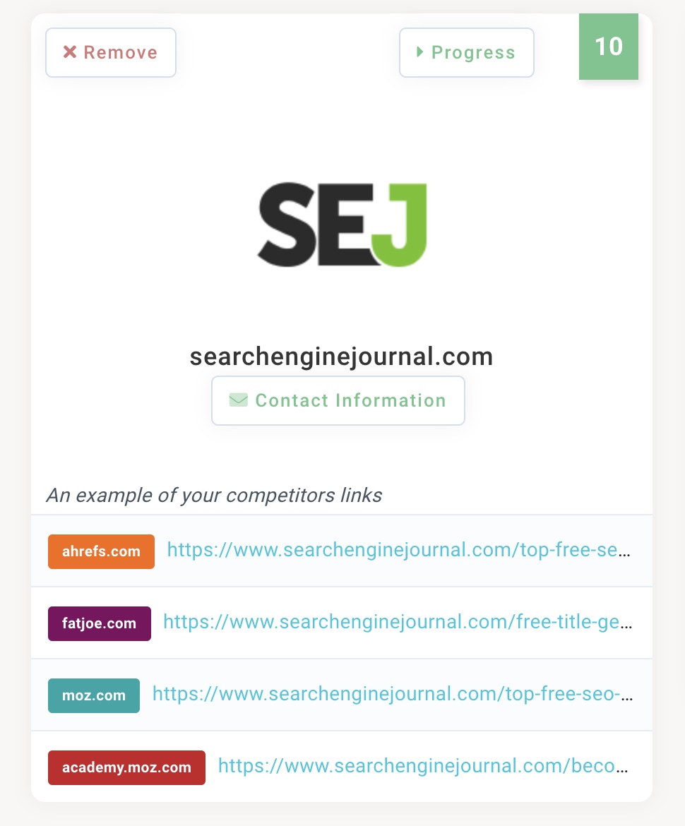 Search Engine Journal Competitor Backlinks