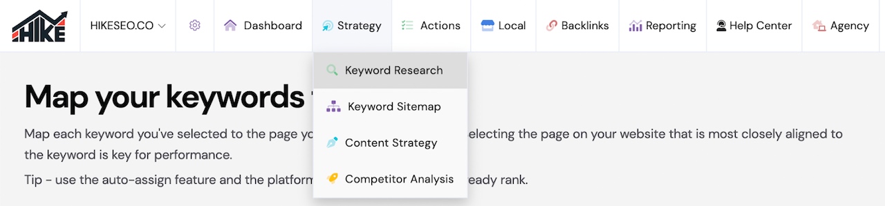 The Location Of The Keyword Research Tool On Hike SEO